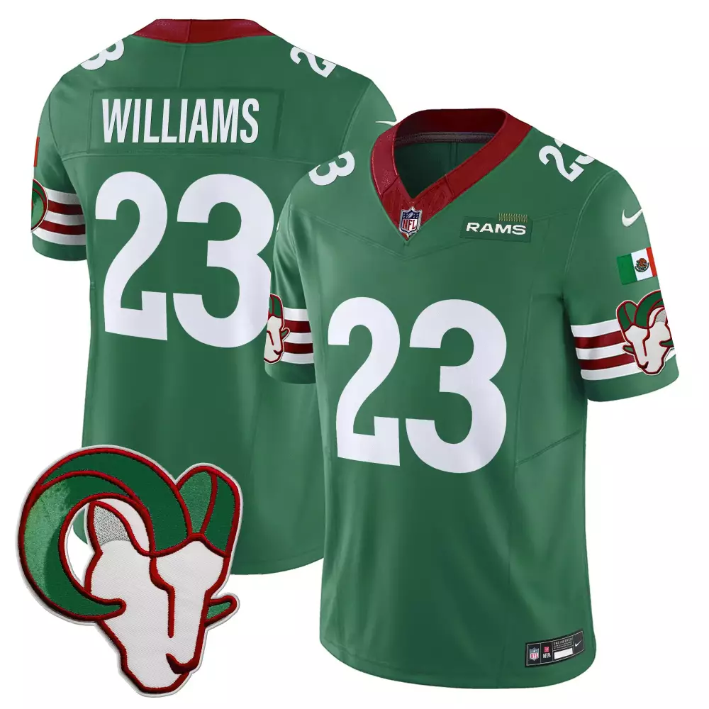 Kyren Williams 23 Rams Jersey Green Mexico Flag Ram Men American White Red Vapor