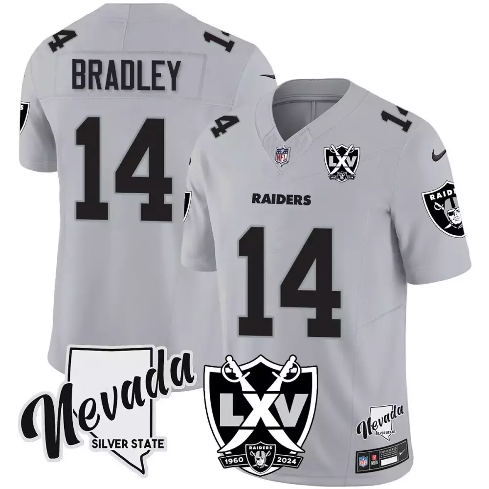 Carter Bradley 14 Raiders Jersey Silver Lxv 1960 2024 Nevada State Men Black Vapor