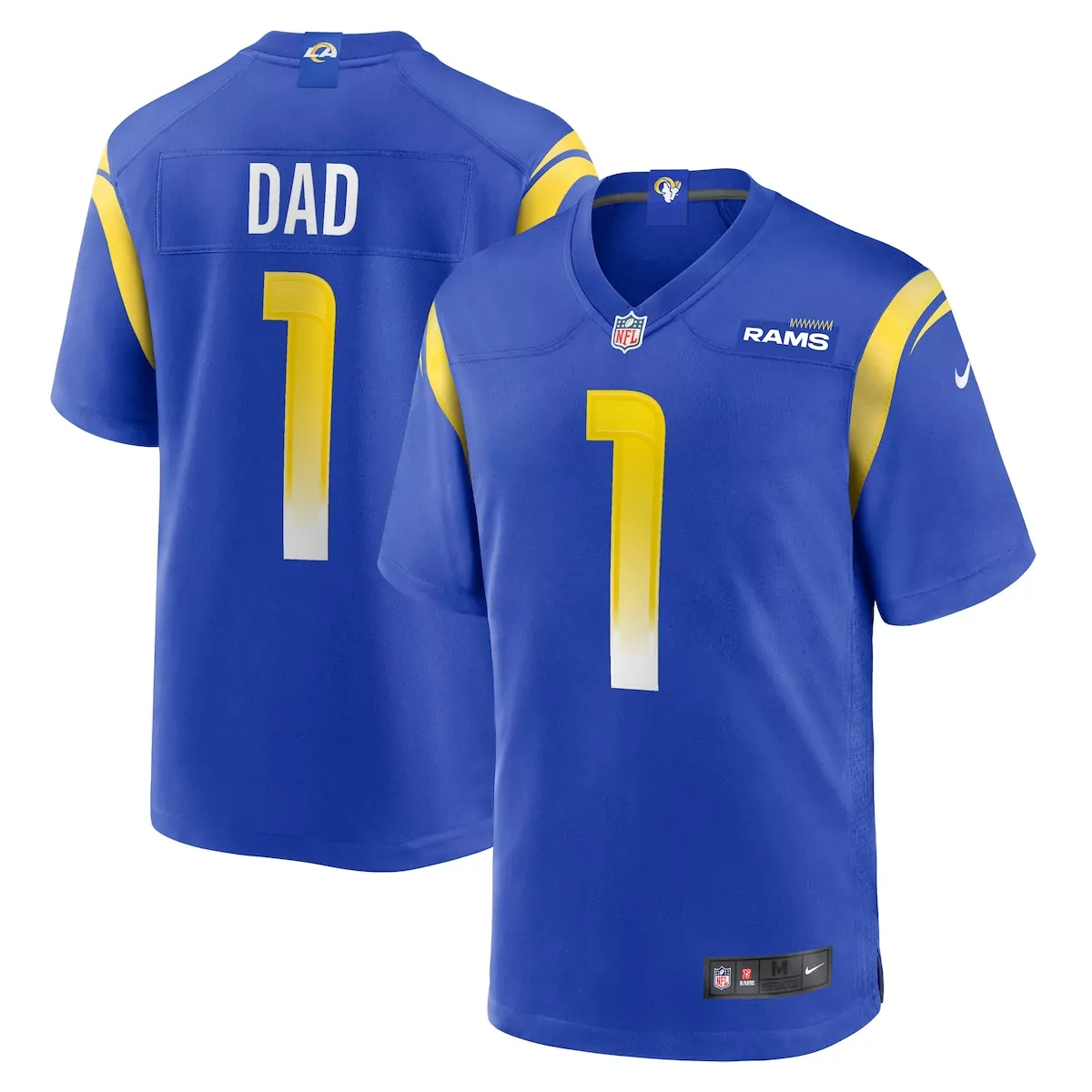 Dad 1 Rams Jersey Royal Blue Standard Yellow White Game