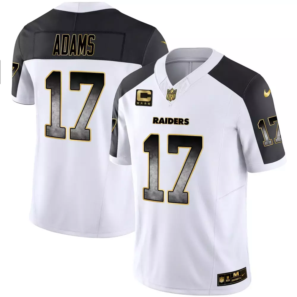 Davante Adams 17 Raiders Jersey White Men On-field Alternate Black Gold Vapor All