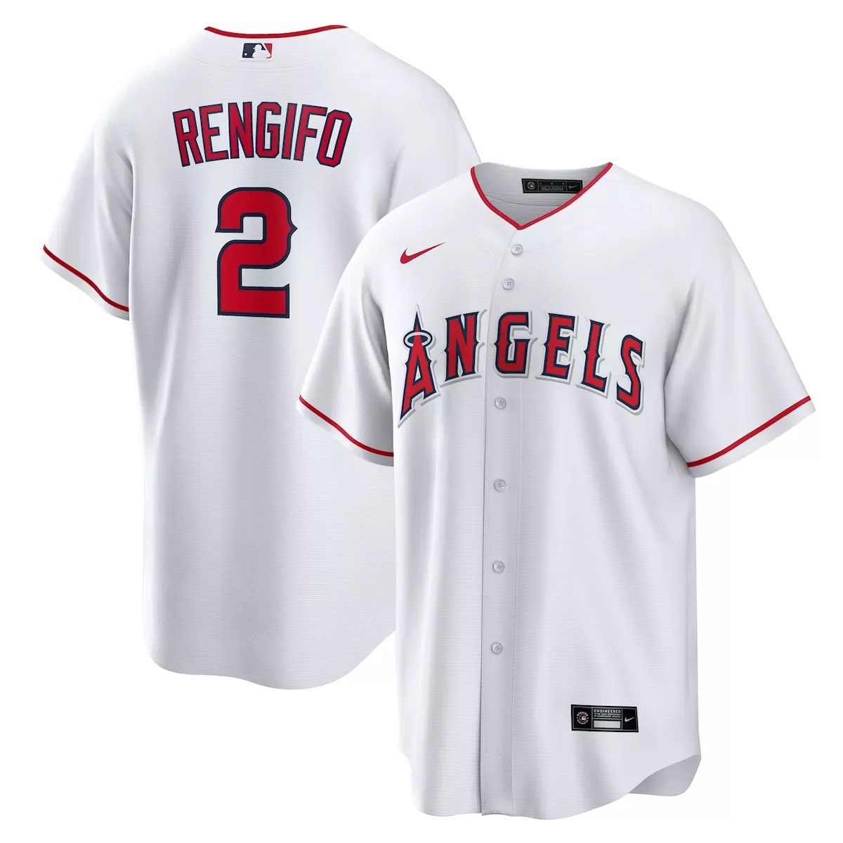 Luis Rengifo 2 Angels Jersey White Men Red Navy Home