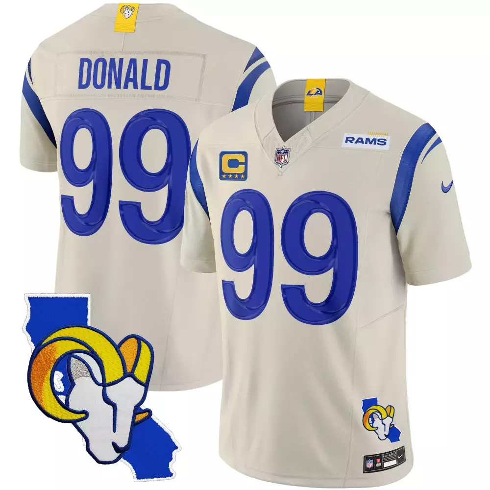 Aaron Donald 99 Rams Jersey Tan Men NFL Royal Blue Vapor Limited All Stitched