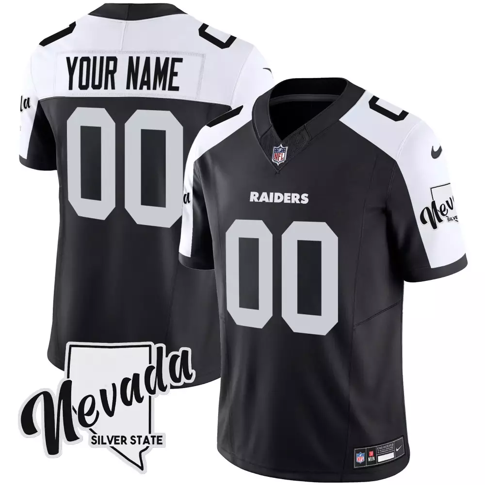 Custom Raiders Jersey Black Nevada Silver State Standard White Alternate Vapor All