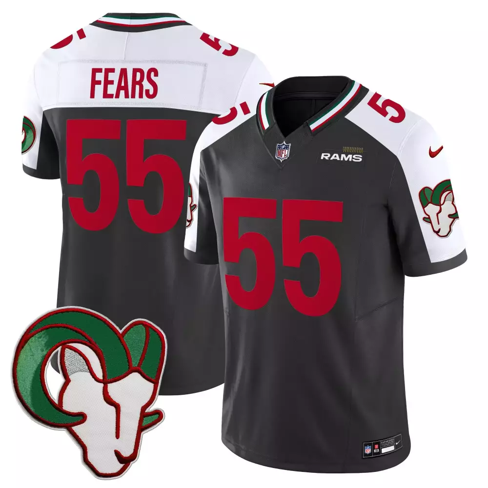 Tom Fears 55 Rams Jersey Dark Gray Men Alternate White Red Green Vapor Limited All