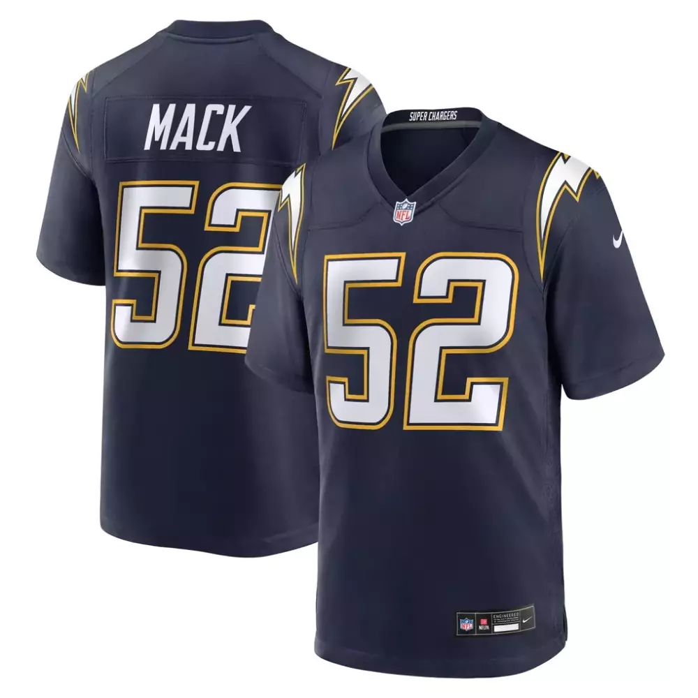 Khalil Mack 52 Jersey Navy Los Angeles Chargers Engineered Men Yellow White Alternate