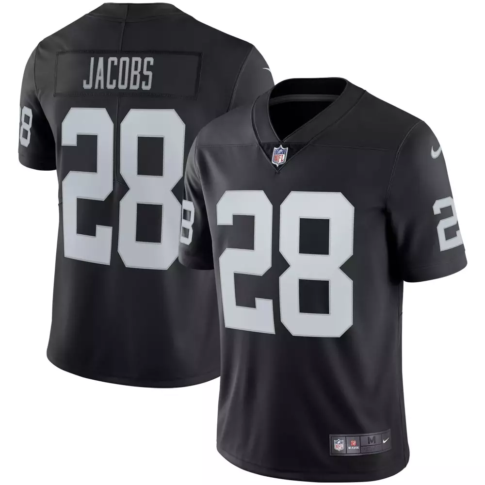 Josh Jacobs 28 Raiders Jersey Black Men Player White Alternate Vapor Limited All