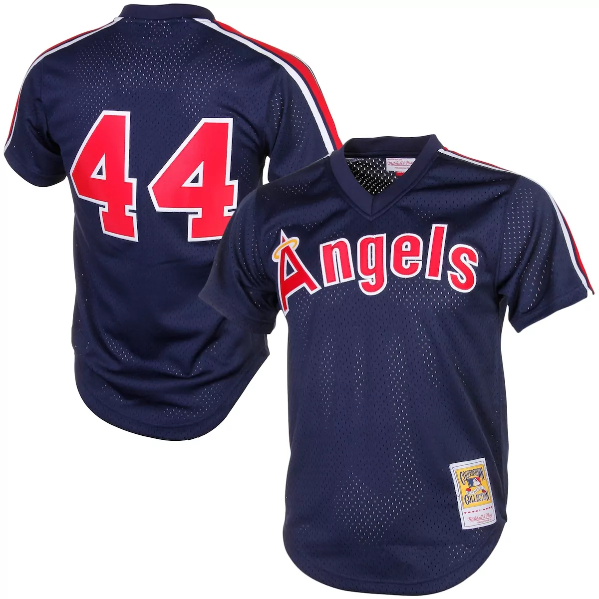 Reggie Jackson 44 Angels Jersey Navy Men Red White Cooperstown
