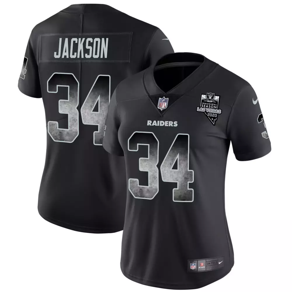 Bo Jackson 34 Raiders Jersey Black Women Gray Vapor All Stitched