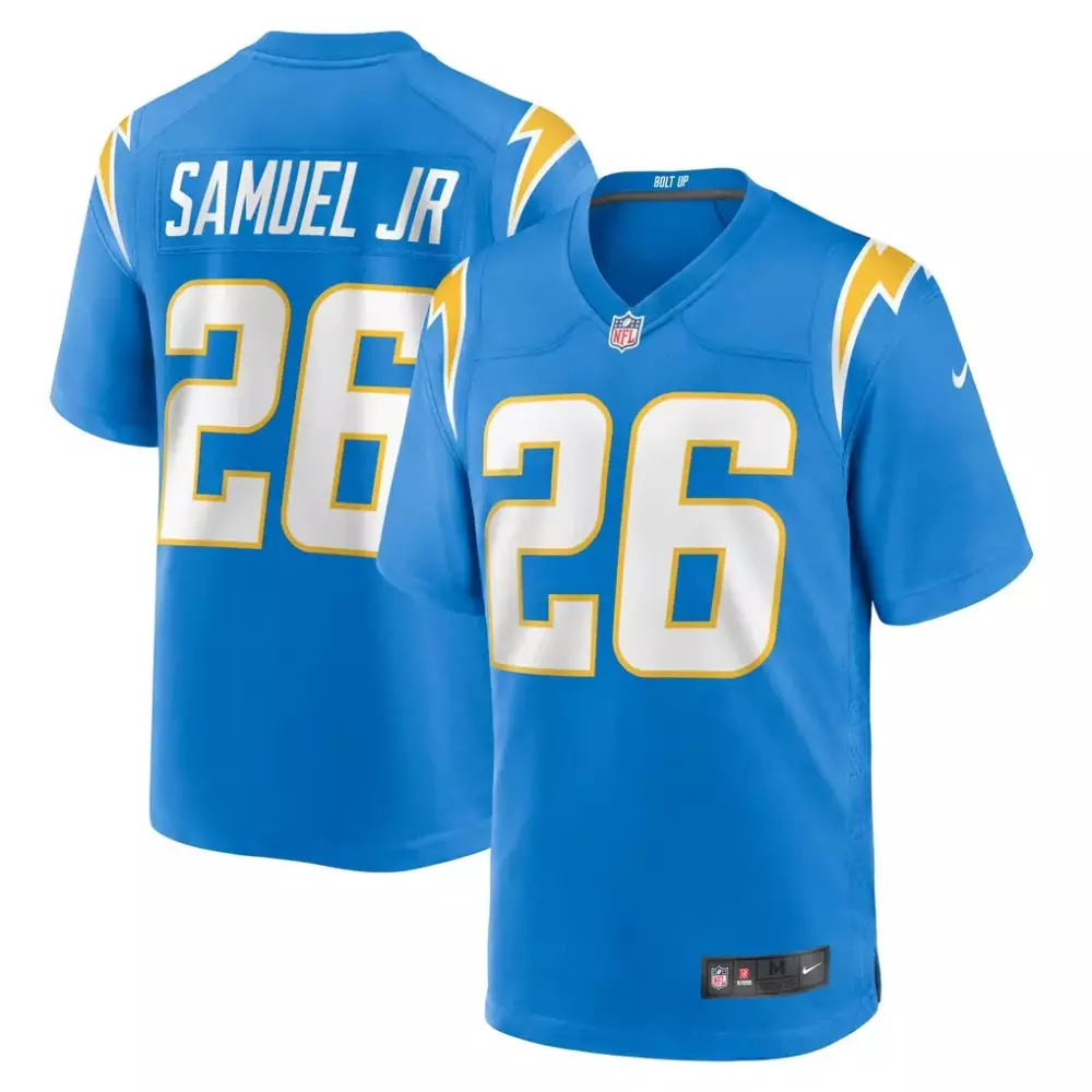 Asante Samuel Jr. 26 Jersey Blue Los Angeles Chargers Men Official Yellow White Game