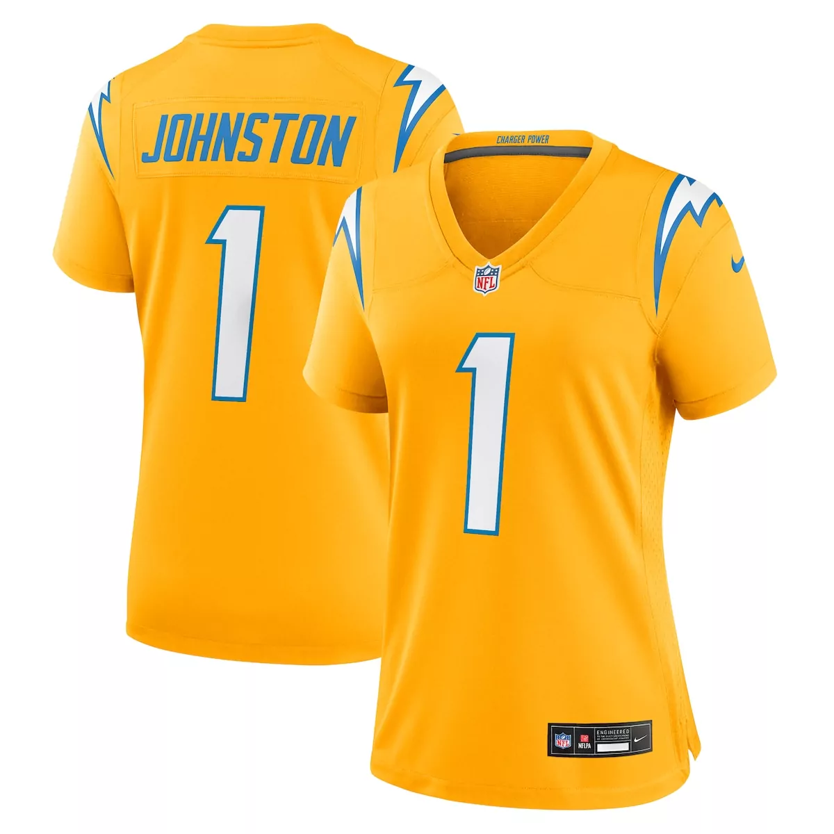 Quentin Johnston 1 Jersey Yellow Los Angeles Chargers Women Short Sleeve Alternate