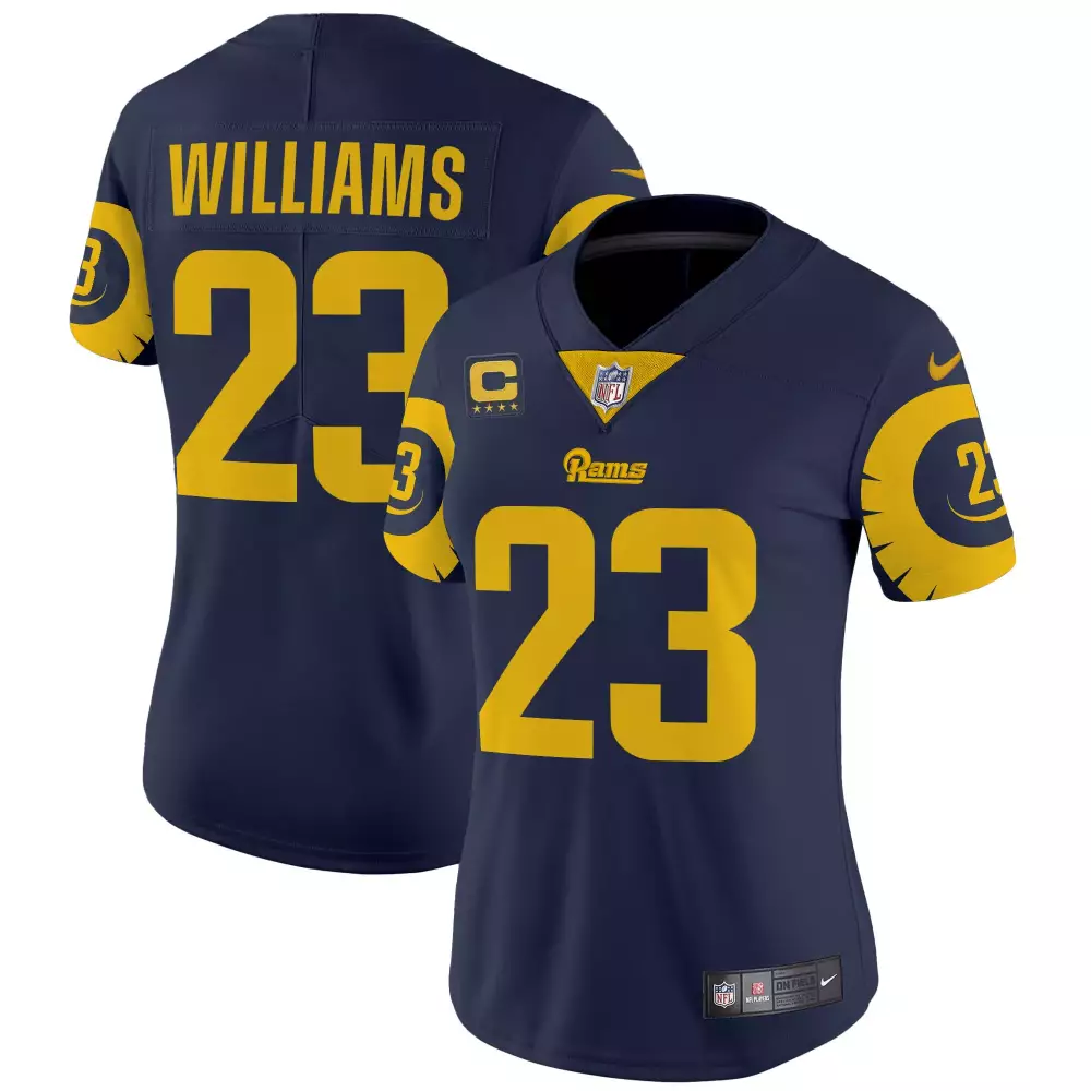Kyren Williams 23 Rams Jersey Navy Men Yellow Vapor Limited All Stitched