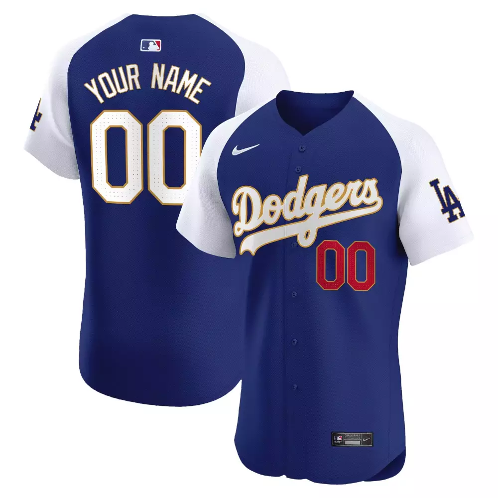 Custom Los Angeles Dodgers Jersey Royal Blue Men White Red Alternate Premier Elite