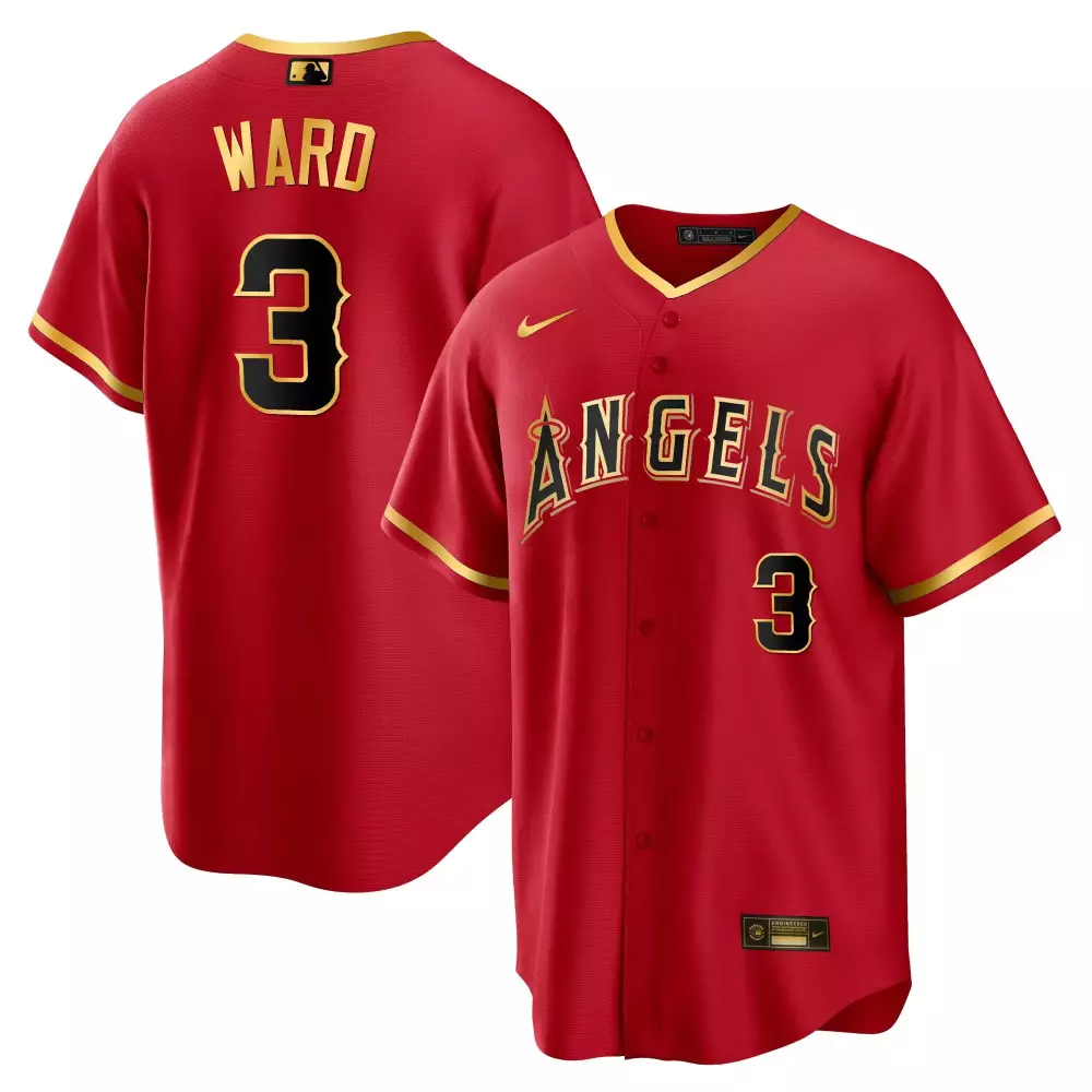 Ward 3 Angels Jersey Red Men Gold Black Stitched