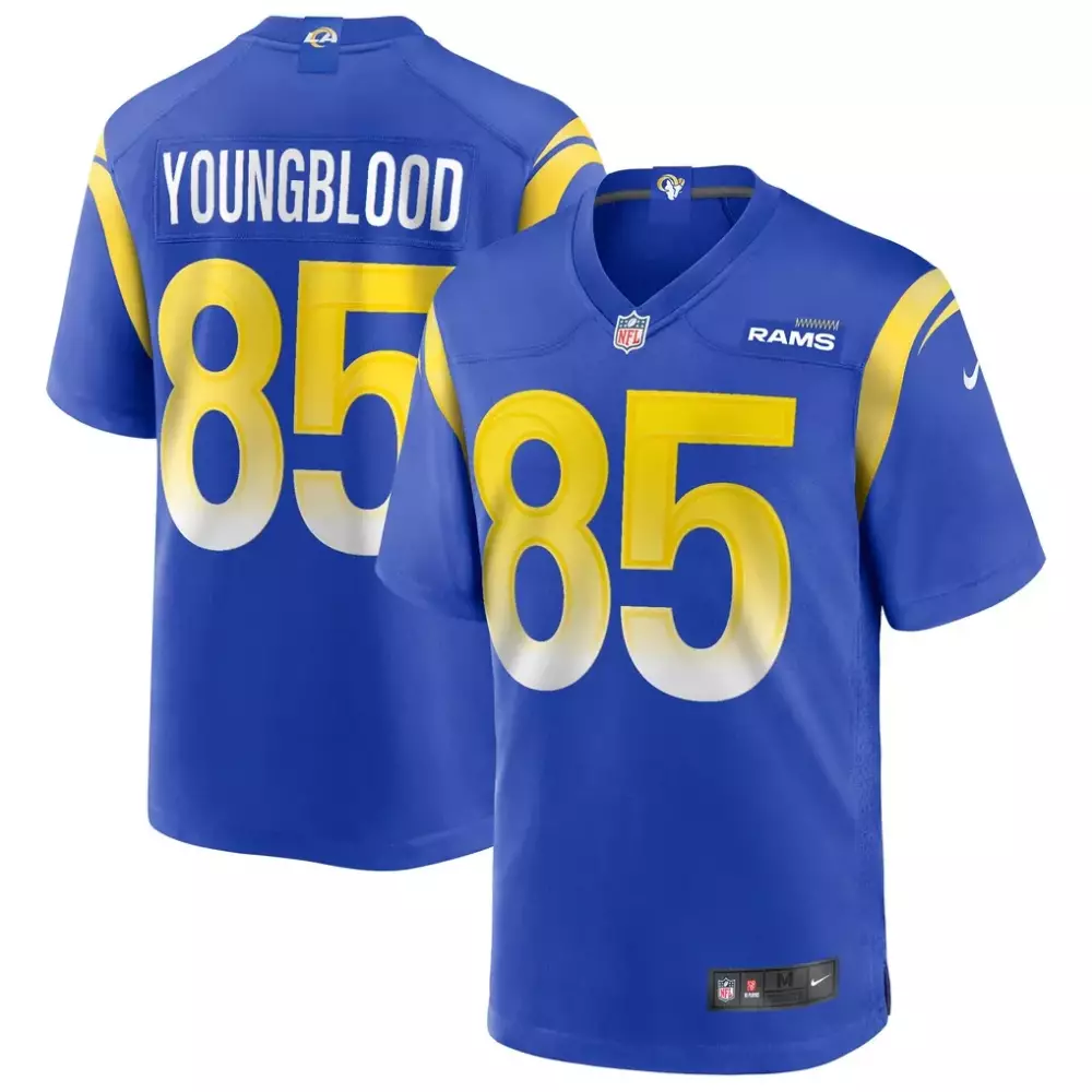 Jack Youngblood 85 Rams Jersey Royal Blue Men Yellow White Game Retired