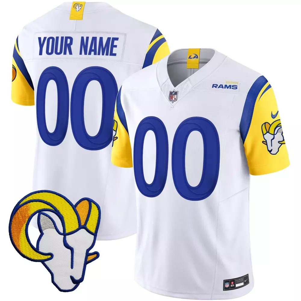 Custom Rams Jersey White L.a. Men Standard Blue Yellow All Stitched Vapor