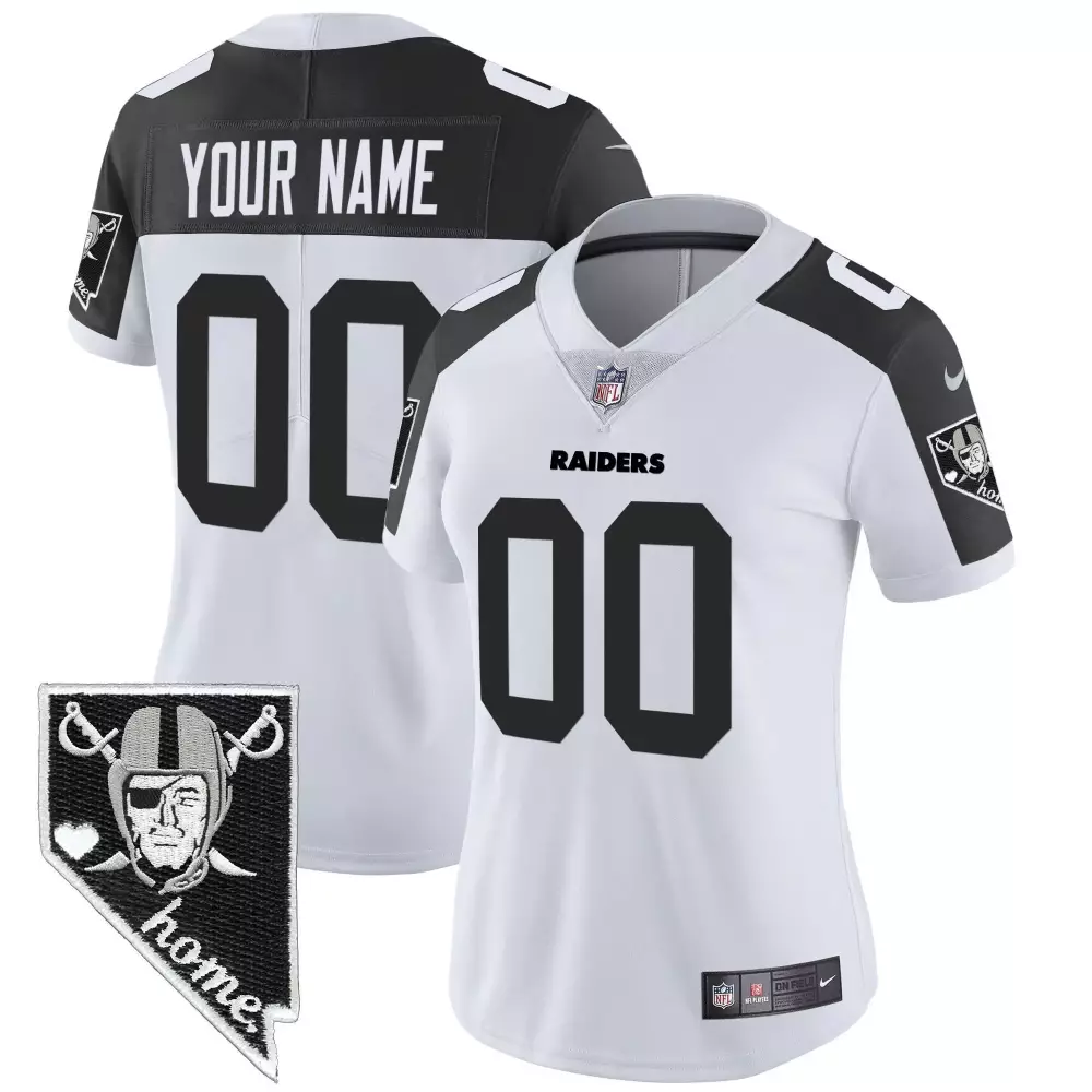 Custom Raiders Jersey White Home Women Replica Black Vapor All Stitched