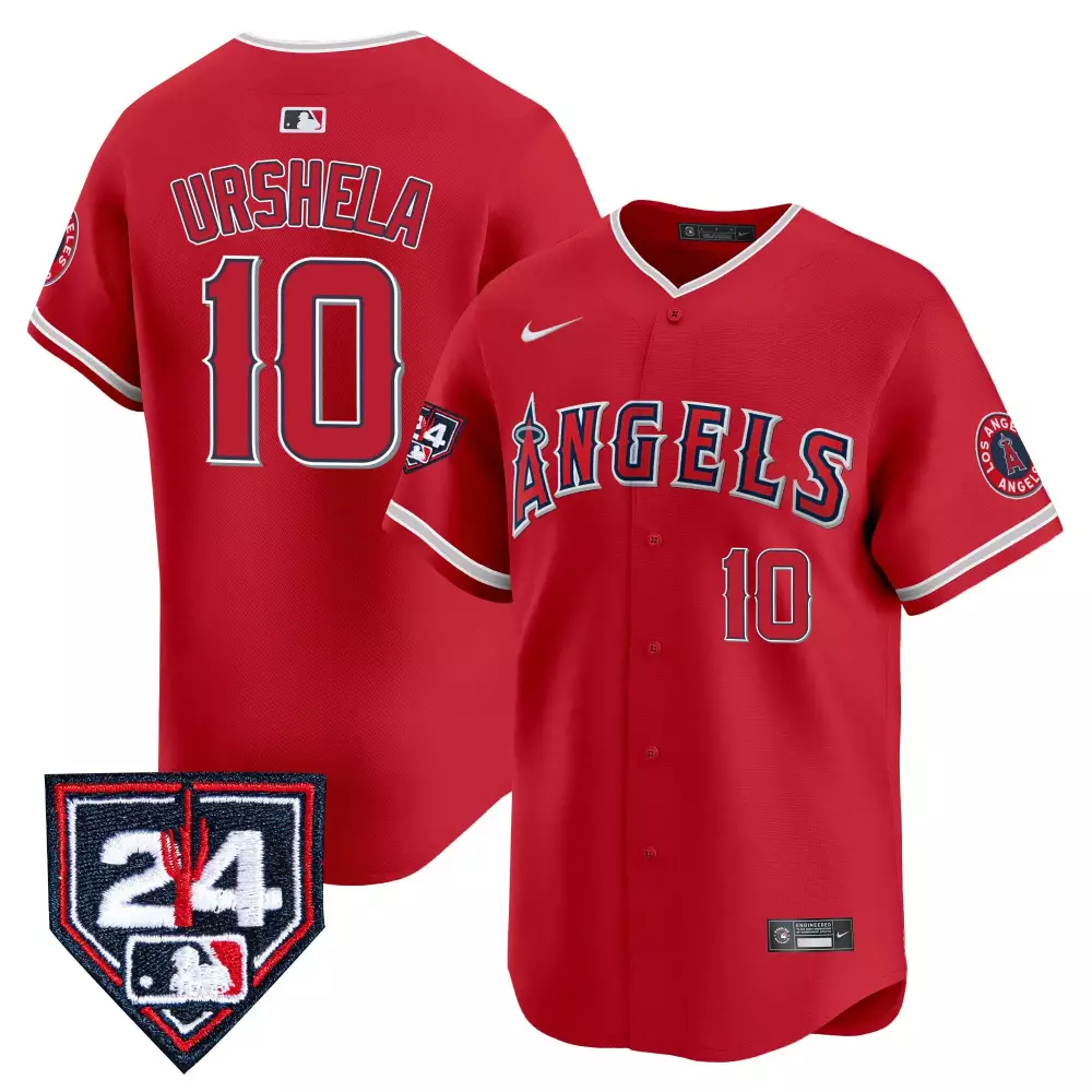 Gio Urshela 10 Los Angeles Angels Jersey Red Men White Navy Vapor Premier Limited