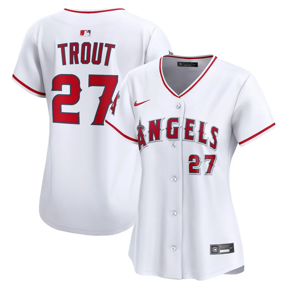 Mike Trout 27 Angels Jersey White Red Gray Home Limited