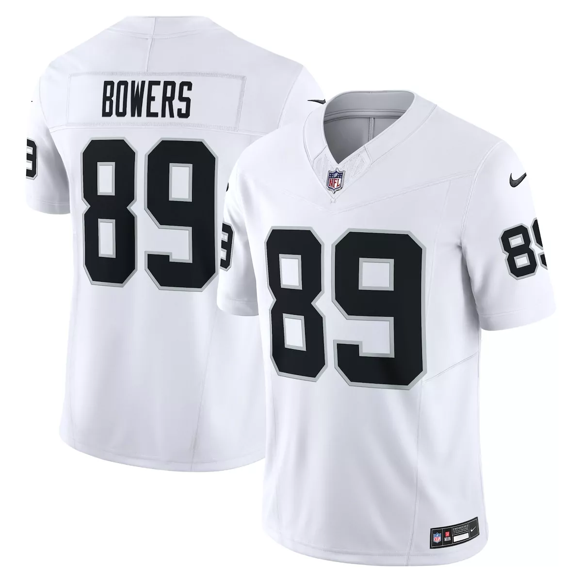 Brock Bowers 89 Las Vegas Raiders Jersey White Men Authentic Alternate Black Silver