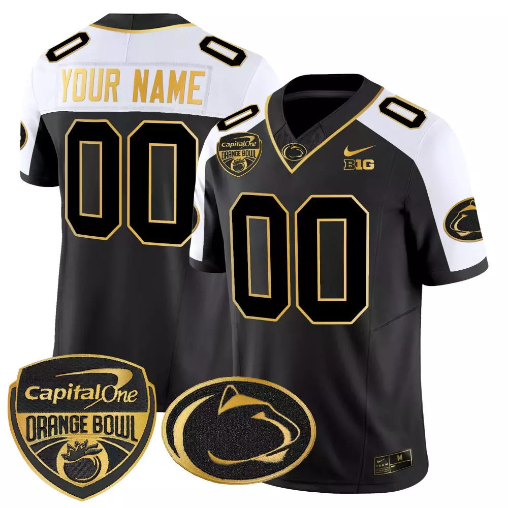 Custom Penn State Nittany Lions Jersey Black Orange Bowl Capital One Big Ten Men