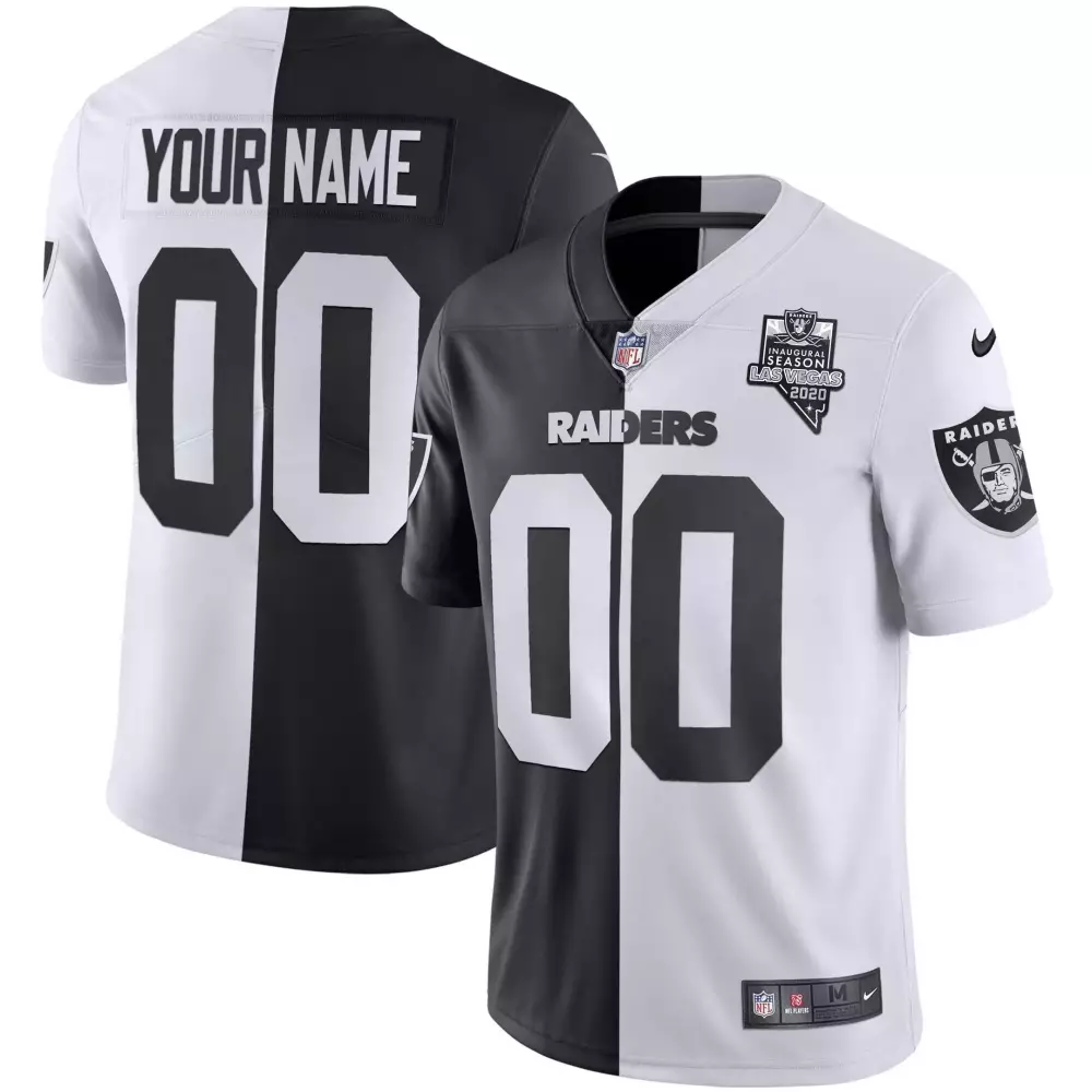 Custom Raiders Jersey Black Inaugural Season Las Vegas 2020 Men Split Design White