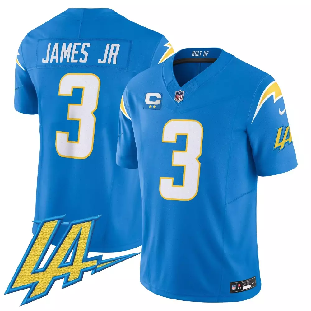 Derwin James Jr. 3 Jersey Royal Blue Bolt Up Los Angeles Chargers Captain's 2023