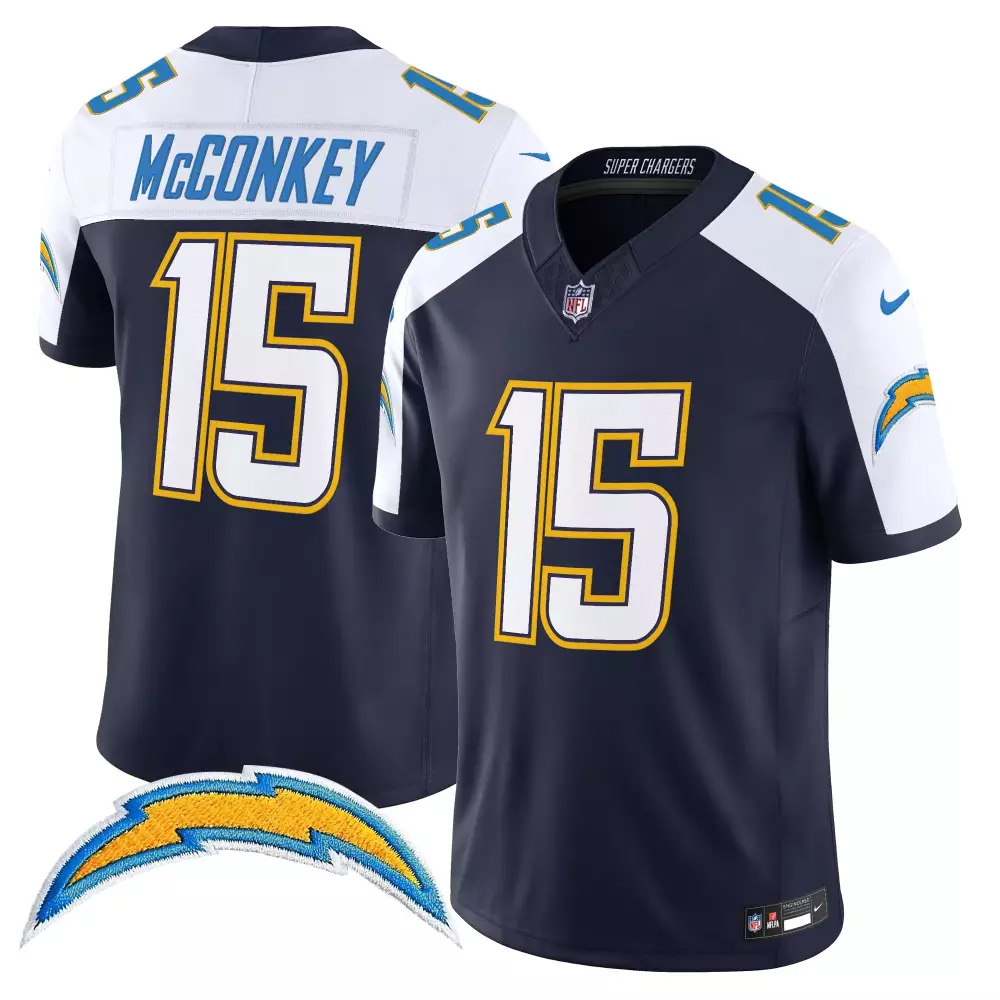Ladd Mcconkey 15 Jersey Navy Los Angeles Chargers Lightning Bolt Men Standard White