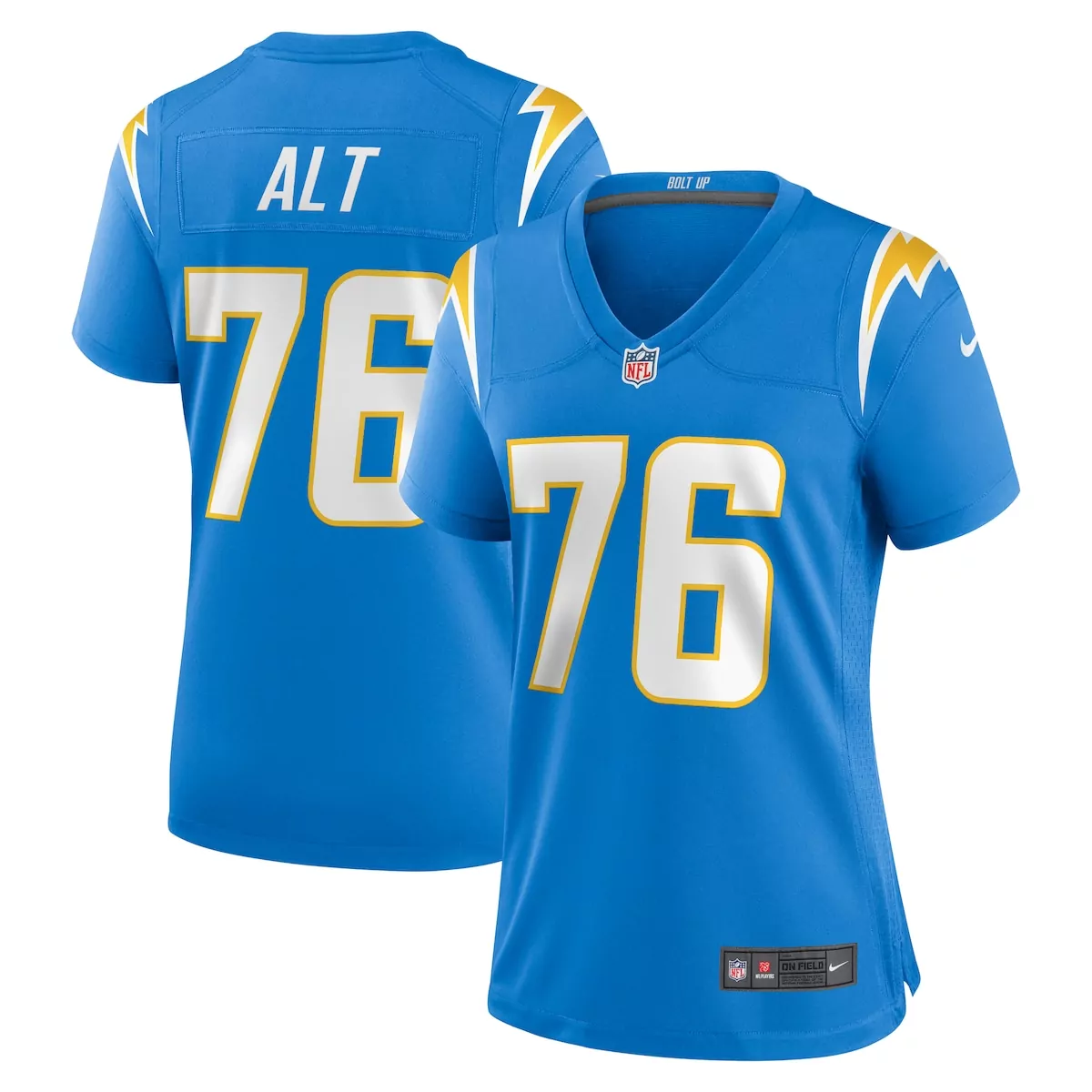 Joe Alt 76 Los Angeles Chargers Jersey Blue Women Yellow White Game