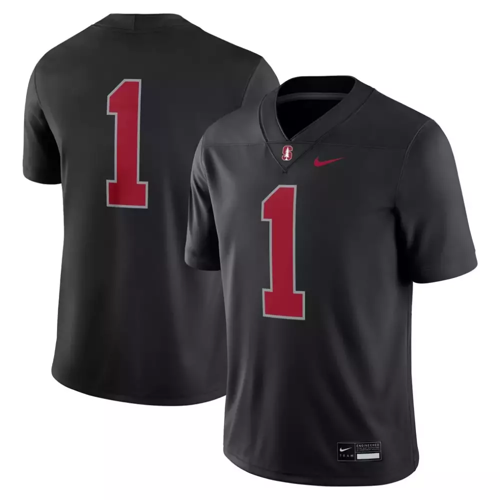 Stanford 1 Jersey Black Men Red Gray Alternate Game