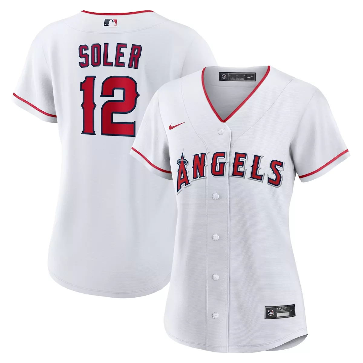 Jorge Soler 12 Angels Jersey White Women Red Navy Home