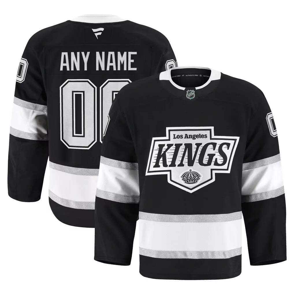 Los Angeles Kings Jersey Black White Silver Home Authentic Pro Custom