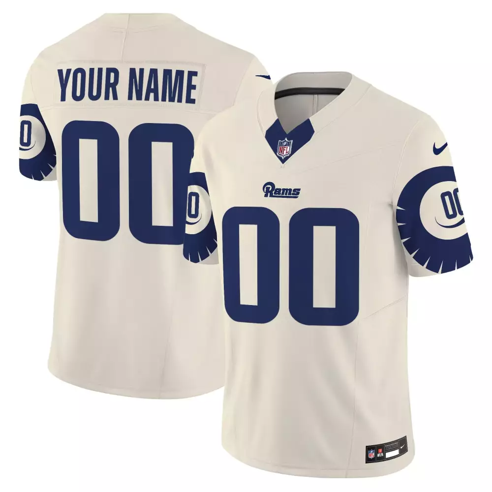 Custom Rams Jersey Cream Replica Blue Vapor Limited All Stitched