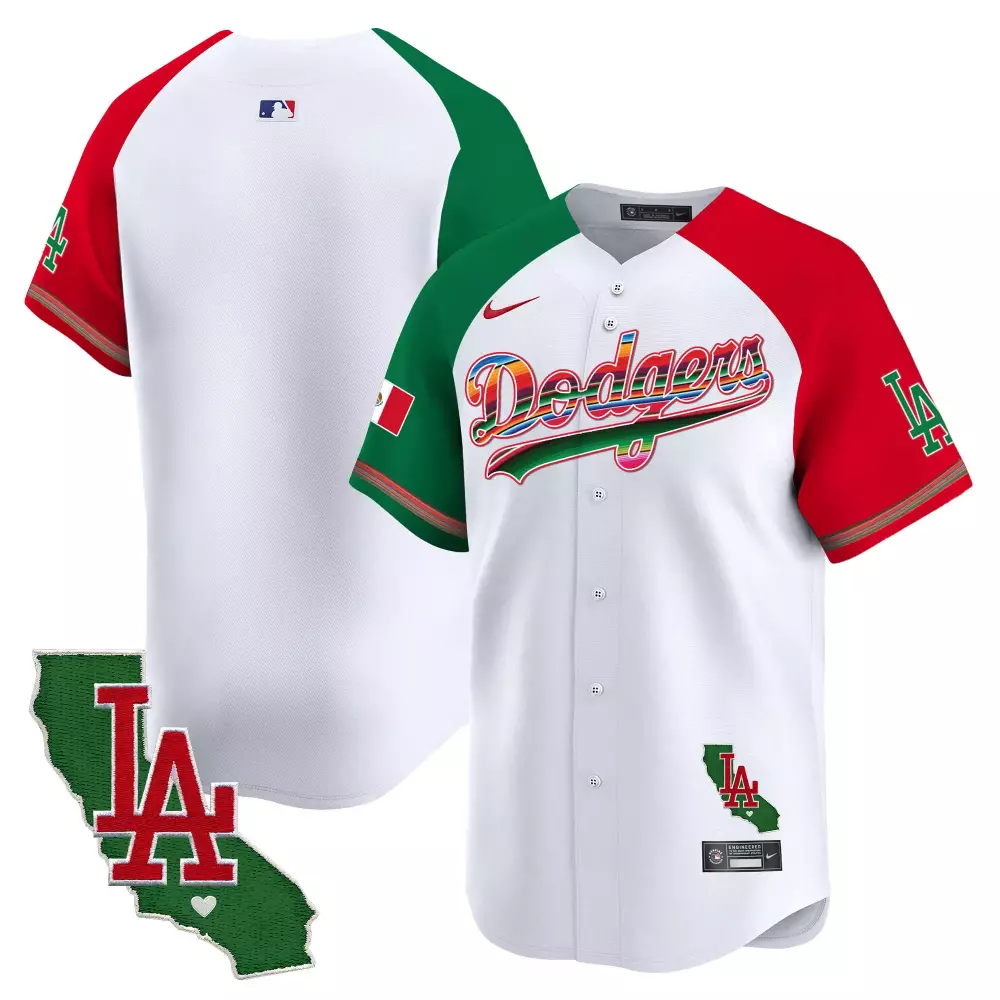 Mexico California Jersey White City Connect Los Angeles Dodgers Flag Outline 2023