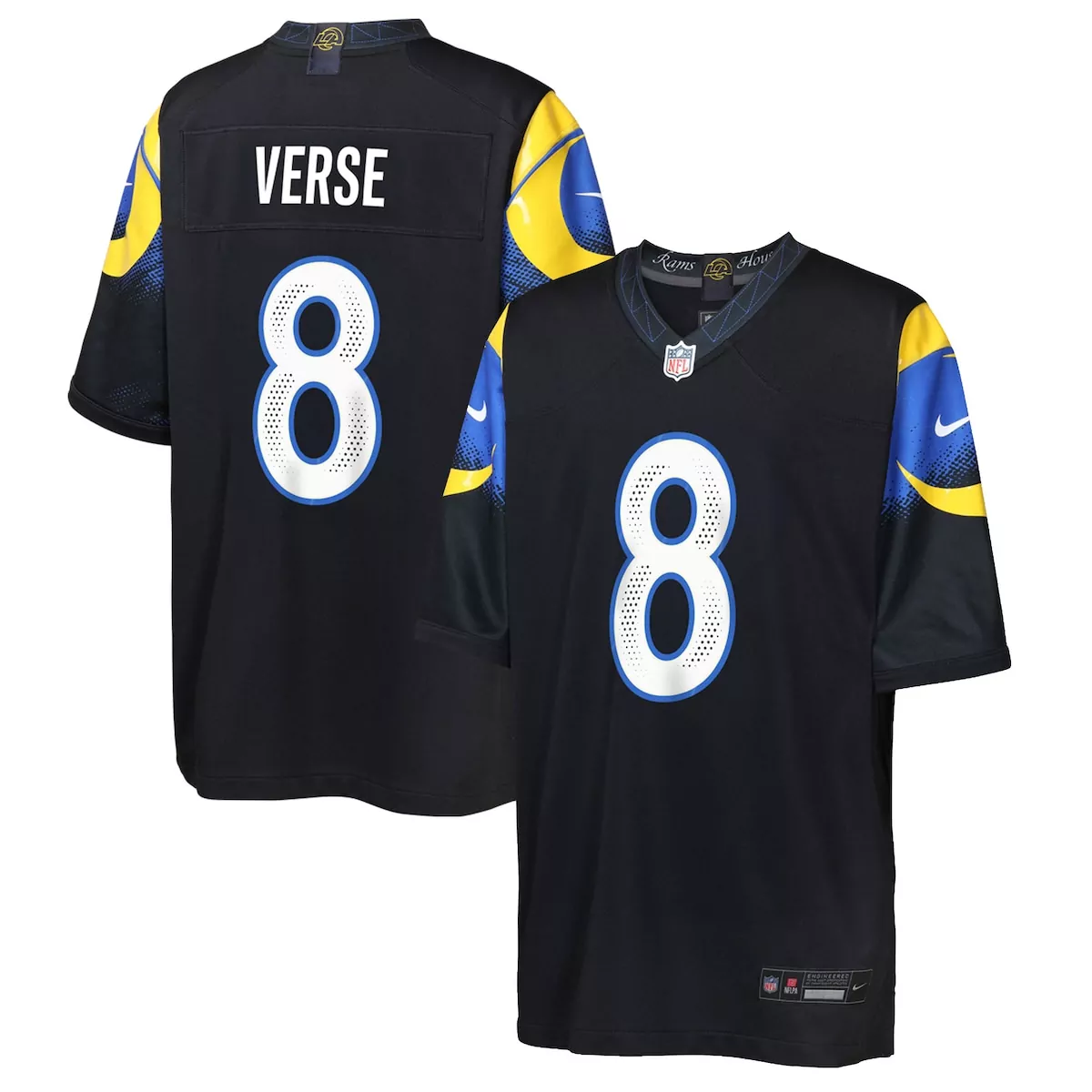 Jared Verse 8 Rams Jersey Black Men Player Royal Blue Gold Collection Game
