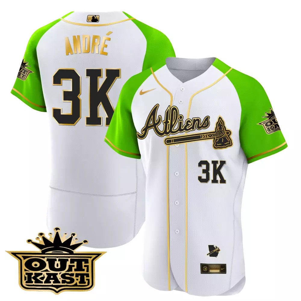 Andr Atlien Outkast Jersey White All-star Game Split Design Lime Green Gold All Stitched