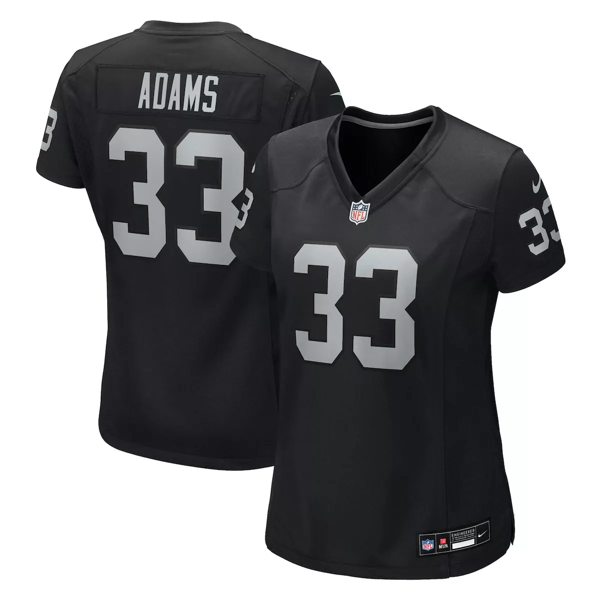 Jamal Adams 33 Raiders Jersey Black Women Replica Silver Game