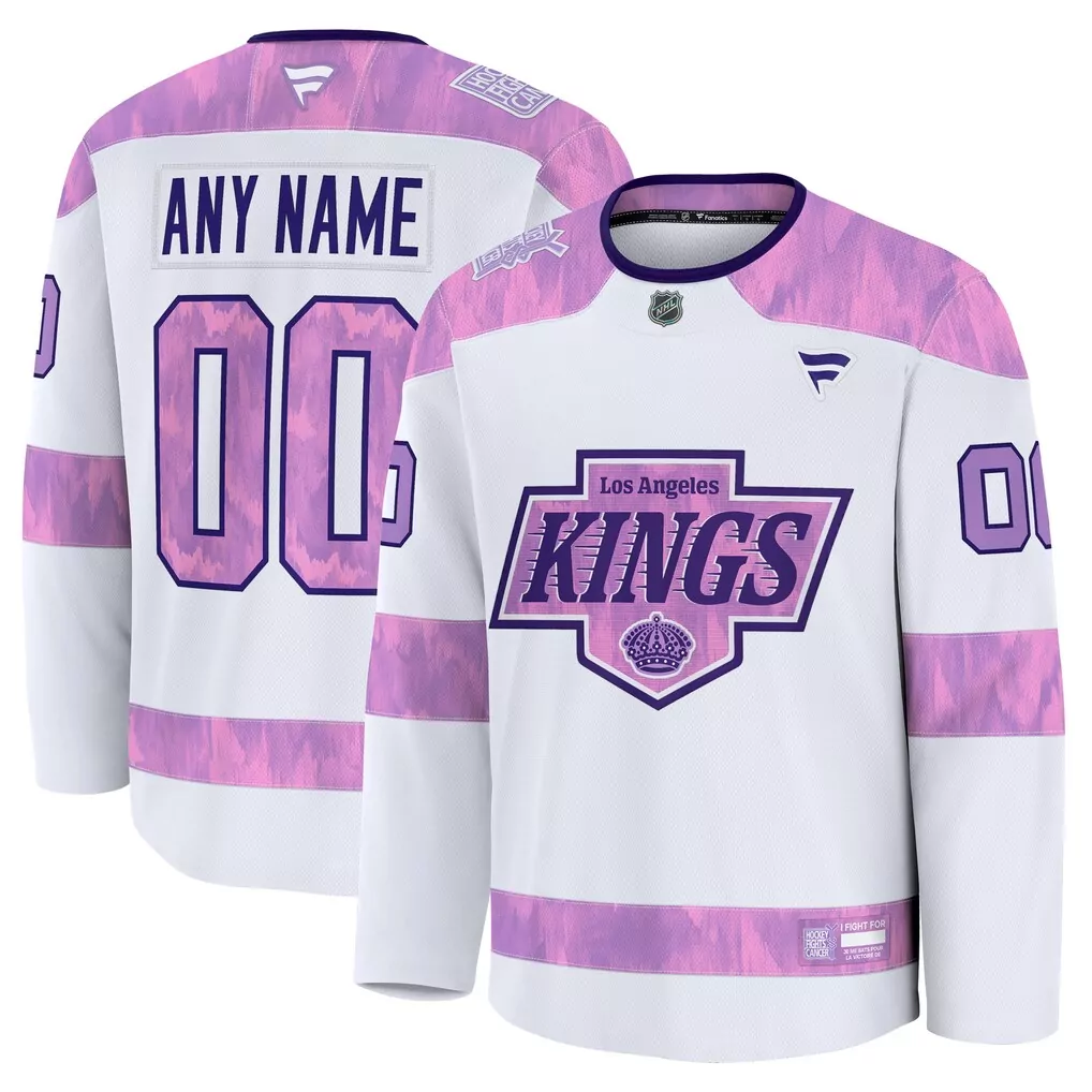 Los Angeles Kings Jersey White Hockey Fights Cancer Men Alternate Custom Design Purple
