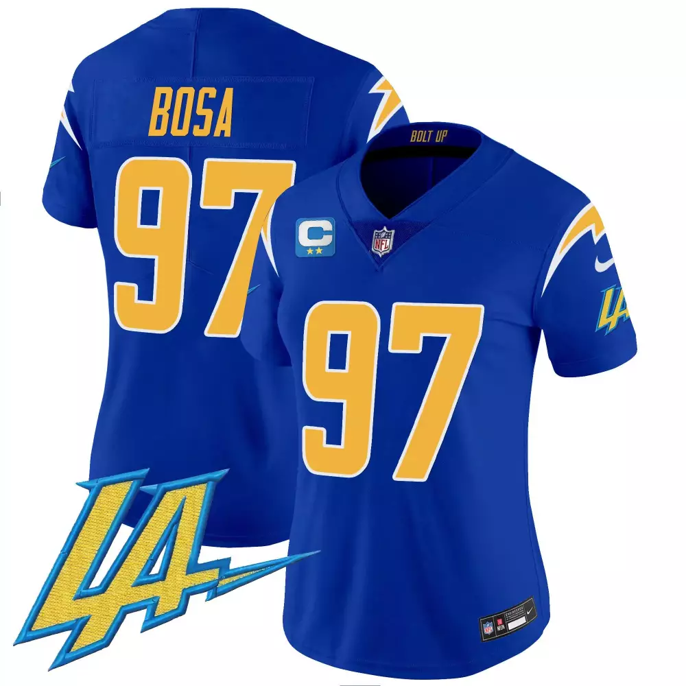 Joey Bosa 97 Los Angeles Chargers Jersey Royal Blue (captain's Patch) Men Tackle Twill