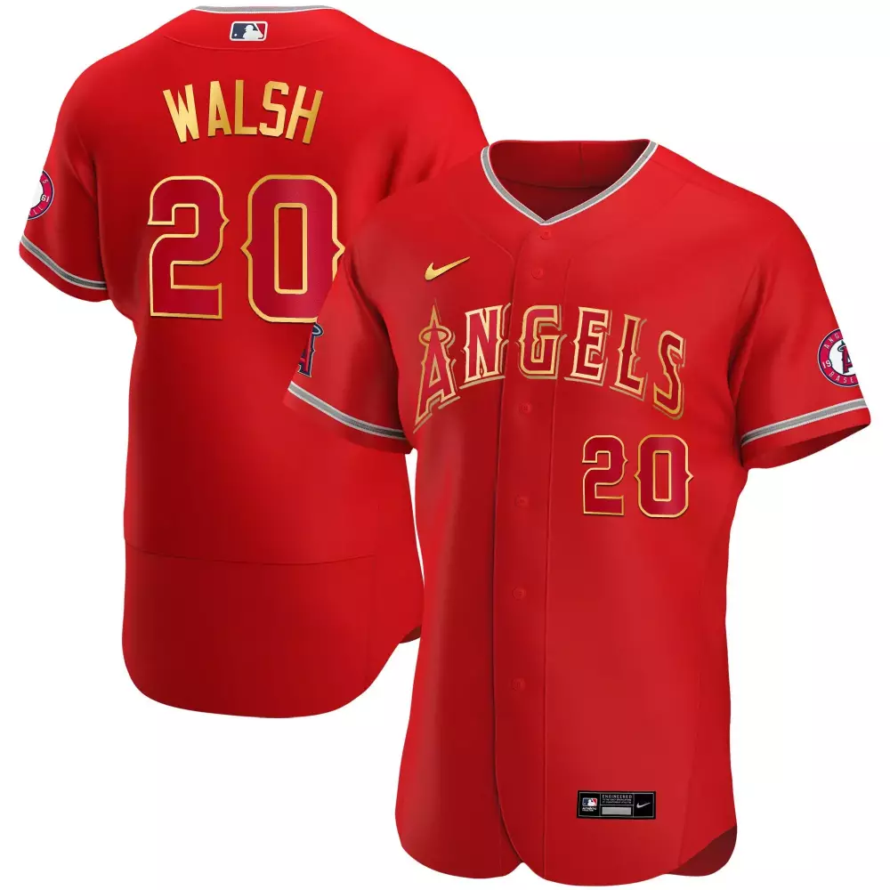 Walsh 20 Angels Jersey Red City Connect 2020 Custom Design Gold White All Stitched