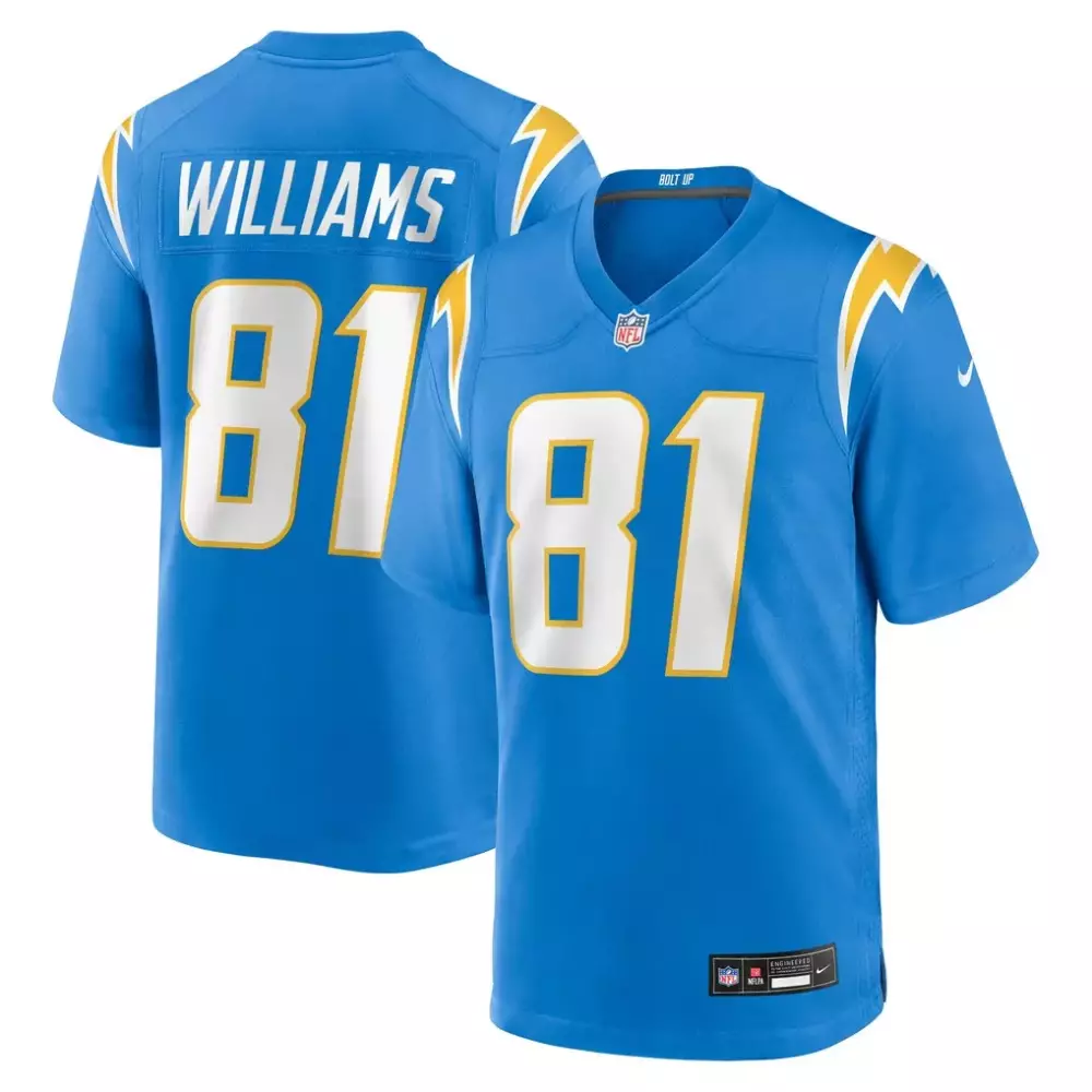 Mike Williams 81 Jersey Blue Los Angeles Chargers Men White Yellow Game