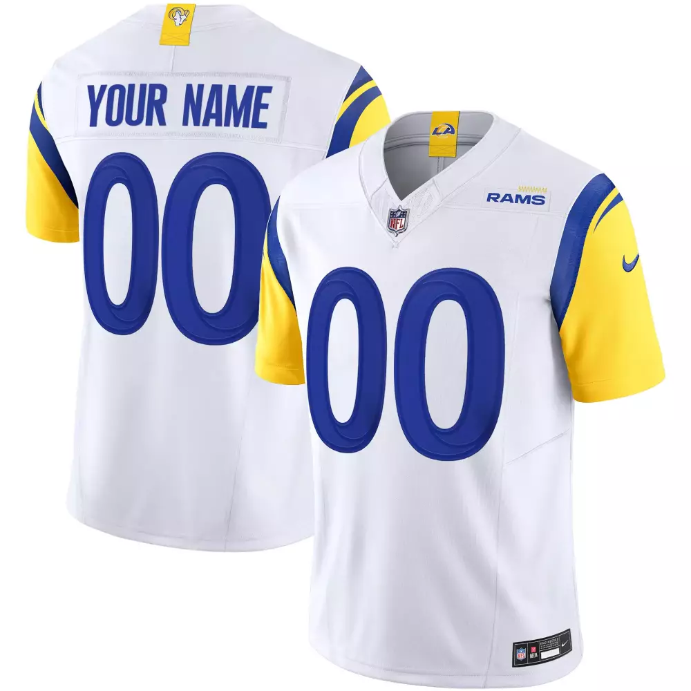 Custom Rams Jersey White Men Replica Royal Blue Gold All Stitched Vapor
