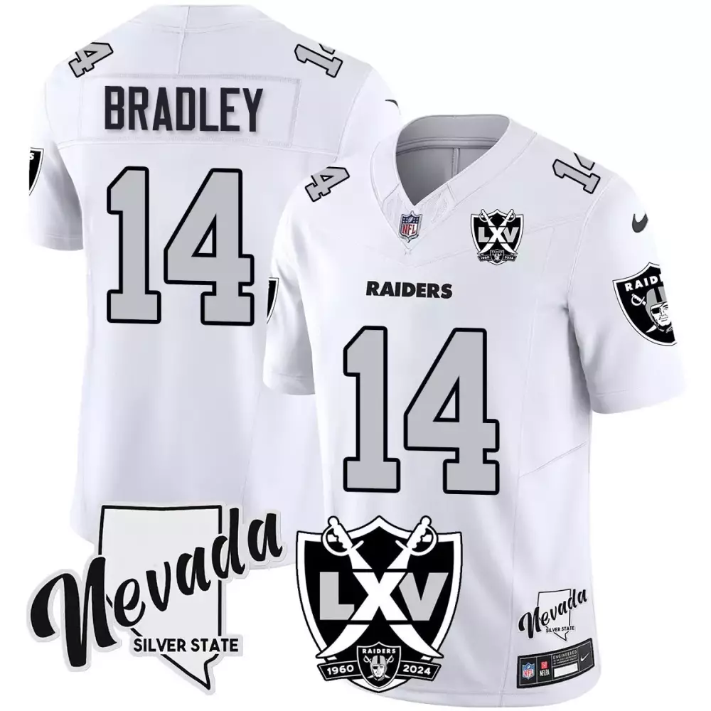Carter Bradley 14 Raiders Jersey White Lxv 1960 2024 Men On-field Silver Black Vapor