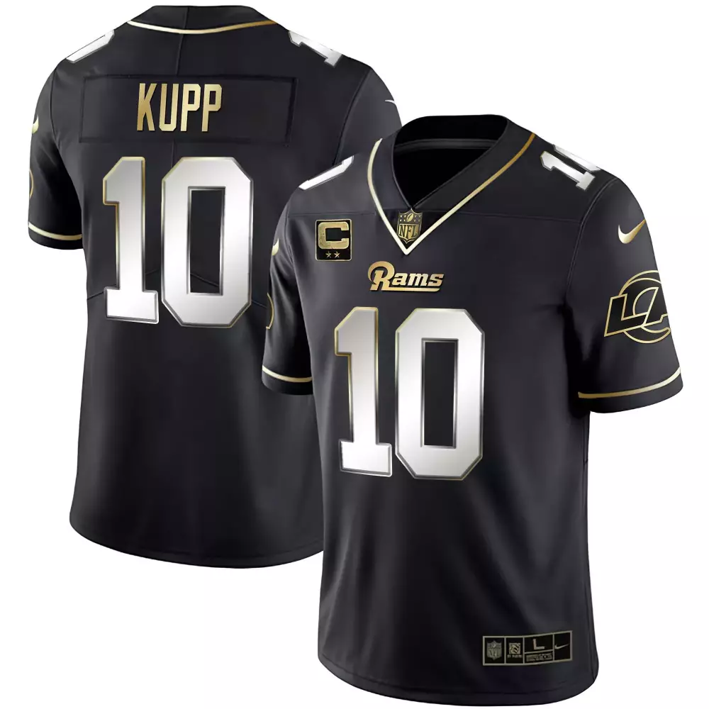 Cooper Kupp 10 Rams Jersey Black Men NFL Gold White Limited All Stitched