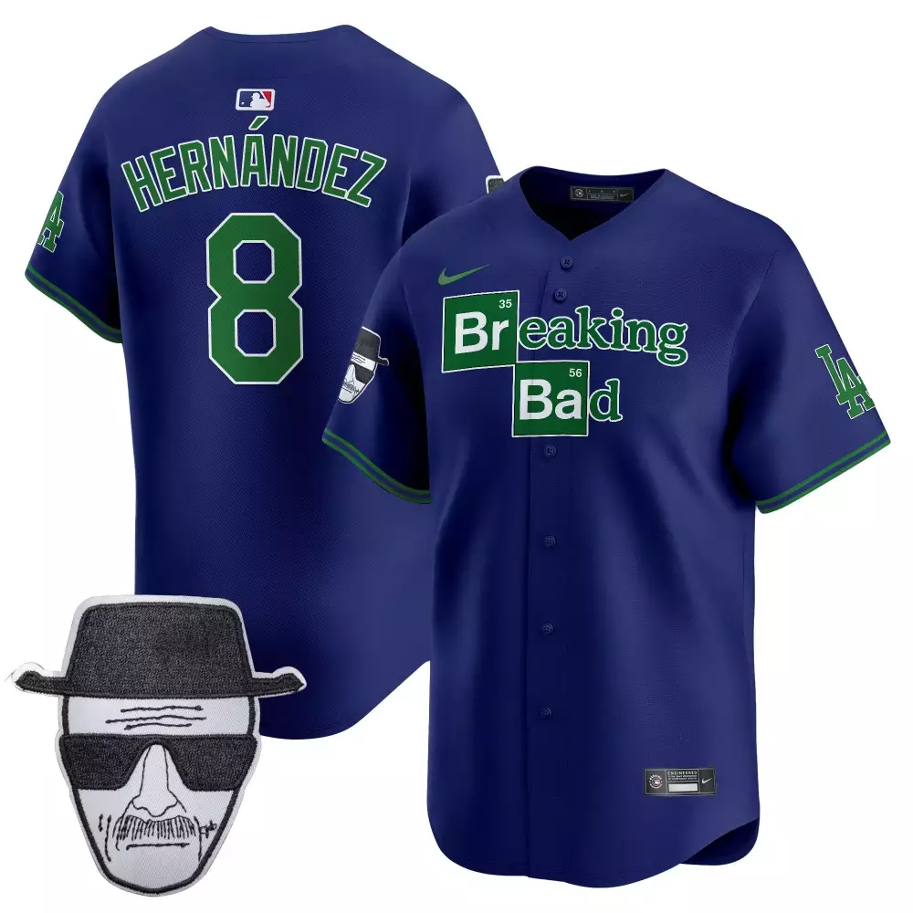 Kike Hernandez 8 Jersey Blue Breaking Bad Los Angeles Dodgers Heisenberg Men Green