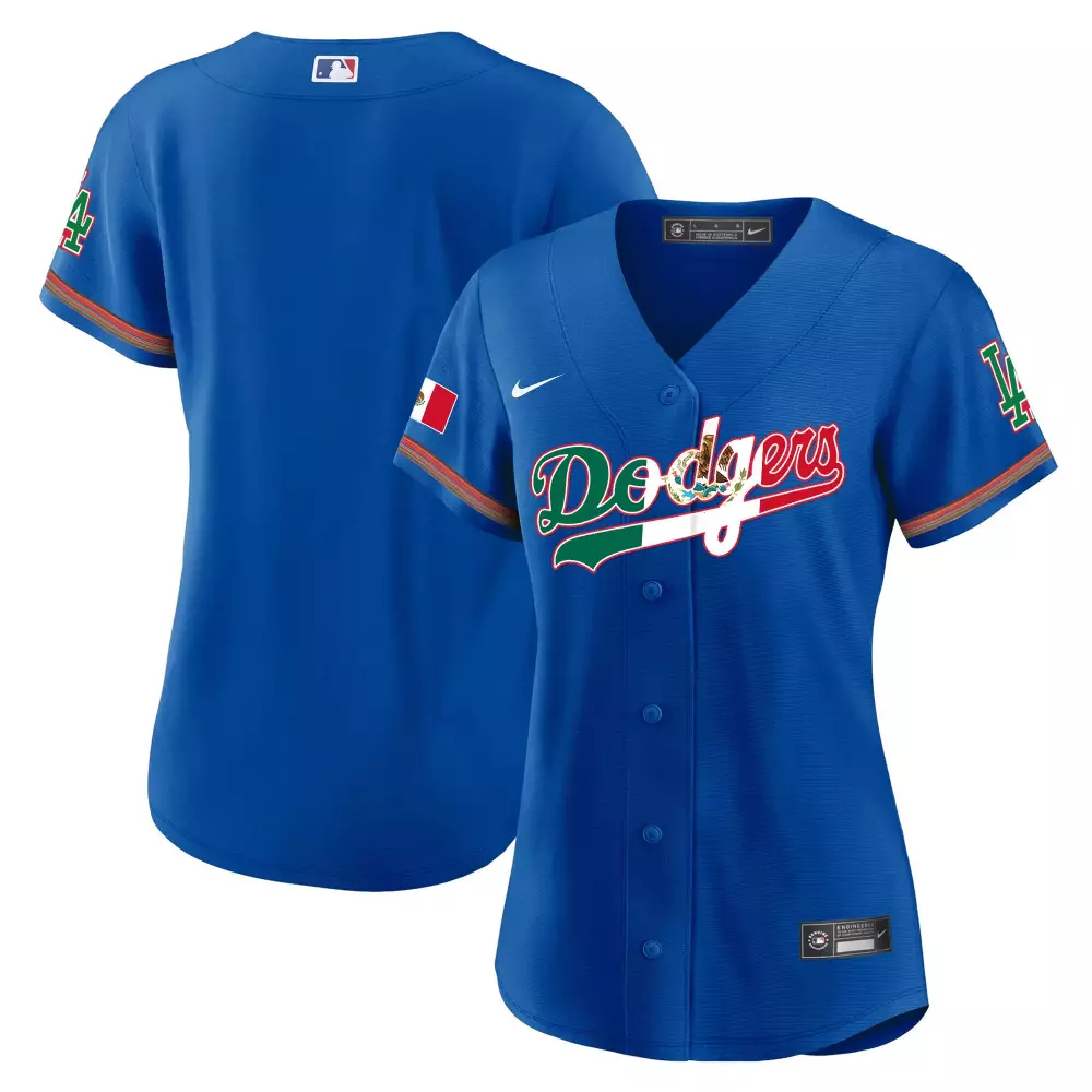 Mexico Los Angeles Dodgers Jersey Royal Blue Cinco De Mayo Flag Women Green White