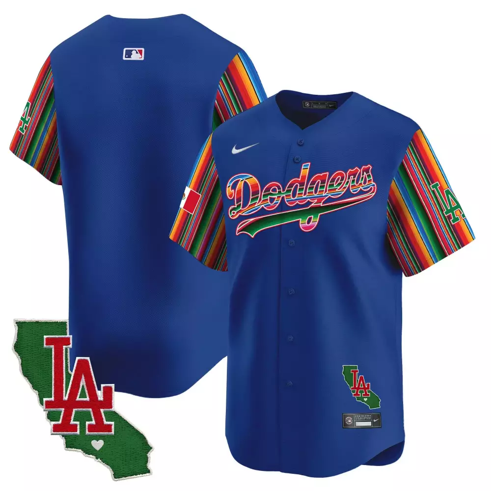 Mexico California Jersey Blue Cinco De Mayo Los Angeles Dodgers State Outline LA
