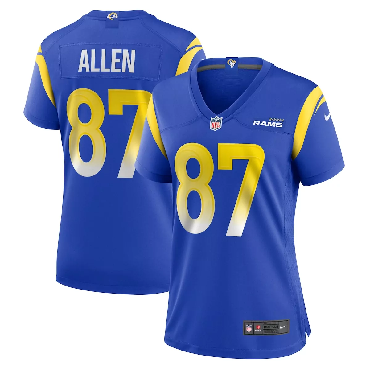 Allen 87 Rams Jersey Royal Blue Men Replica Yellow White Home Game