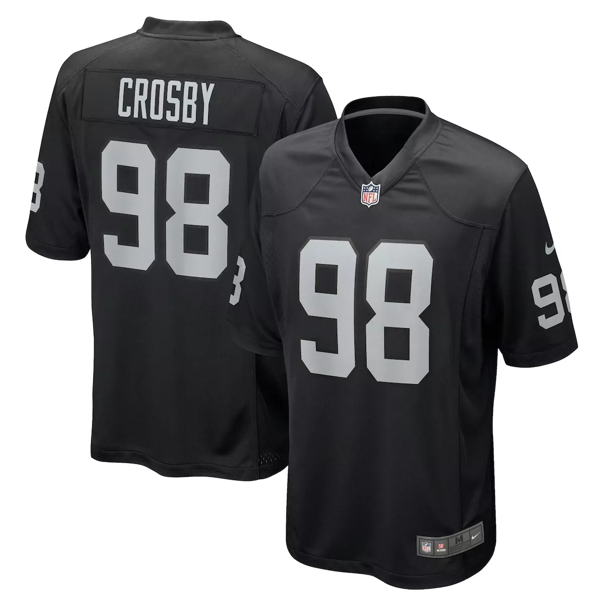 Maxx Crosby 98 Raiders Jersey Black Men Game Silver