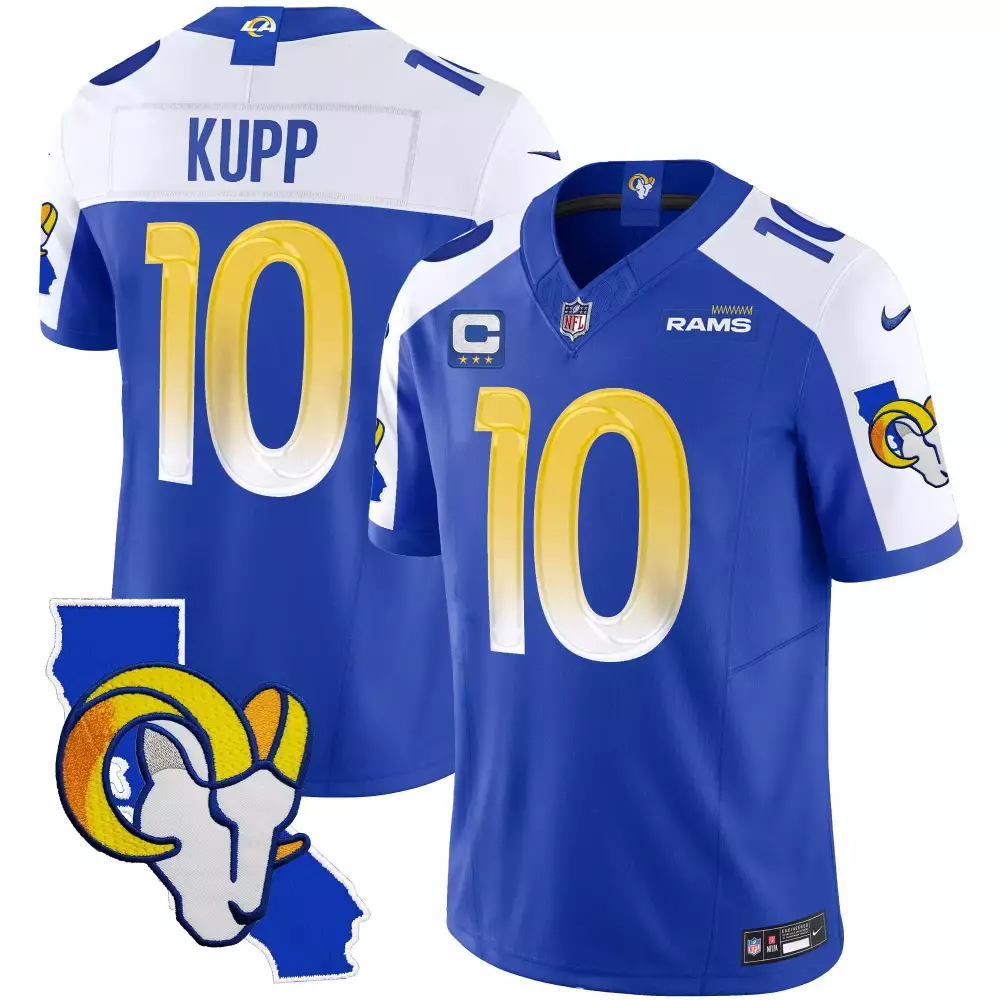 Cooper Kupp 10 Rams Jersey Royal Blue Men White Yellow Alternate Vapor Limited All