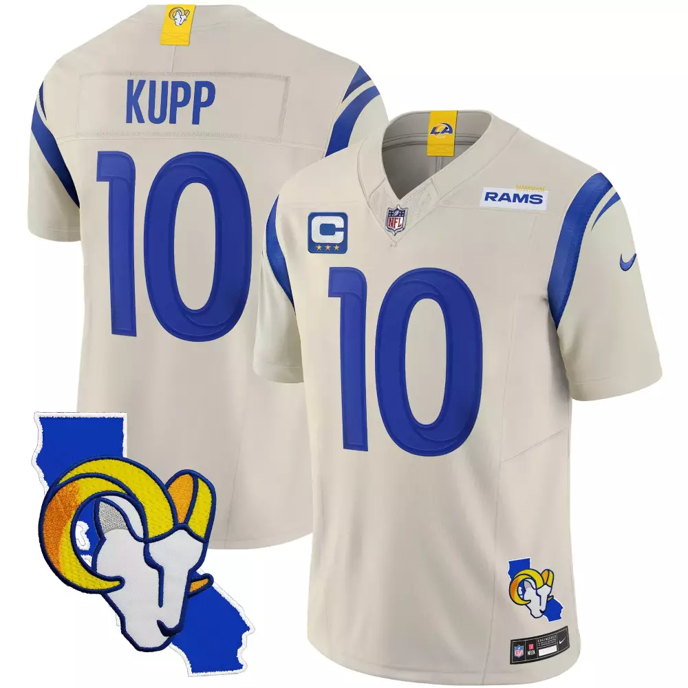 Cooper Kupp 10 Rams Jersey Cream Men Game Royal Blue Vapor Limited All Stitched